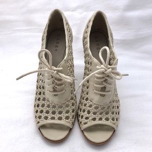 Hinge Lace Up Peep Toe Heels Size 8